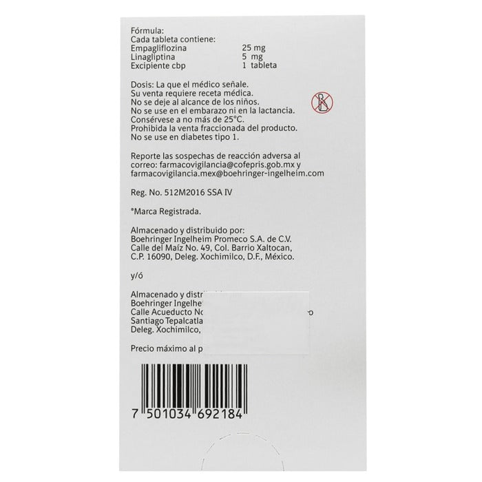 Jardianz DPP Empagliflozina/Linagliptina 25 mg/5 mg